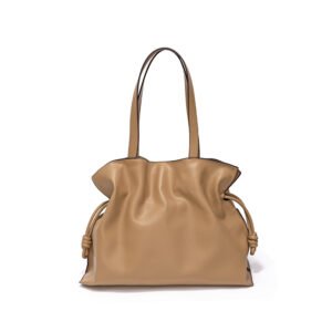 Drawstring Leather Tote Bag  Sand