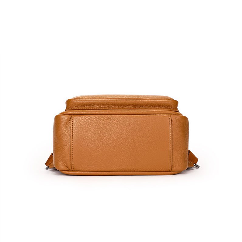 bottom of Brown Leather Medium Backpack for Women