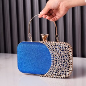 front of Crystal Shoe Clutch Blue