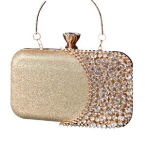 Crystal Shoe Clutch Gold wth metal handle