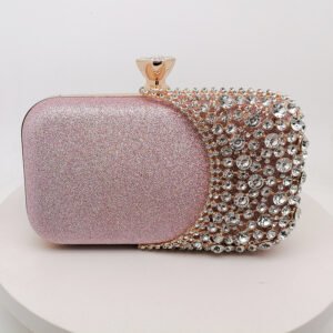 front of Crystal Shoe Clutch Pink