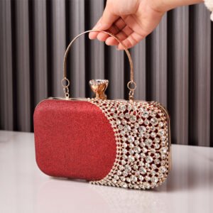 front of Crystal Shoe Clutch Red