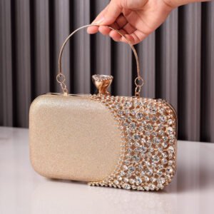 front of Crystal Shoe Clutch Sand