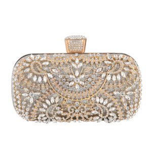 front of Jointed Crystal Floras Box Clutch Silver