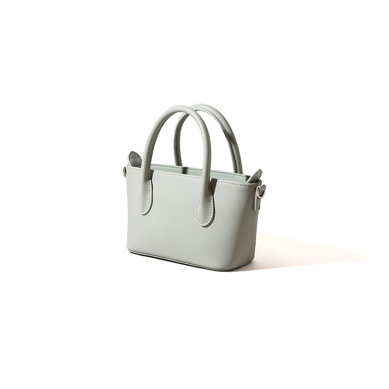 front of Calfskin Leather Mini Tote Bag Grey