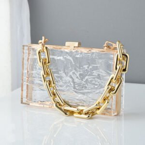 front of Uneven Transparent Acrylic Book Clutch Bag Ice