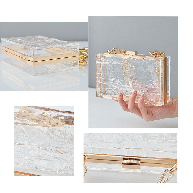 frame detail of Uneven Transparent Acrylic Book Clutch Bag Ice