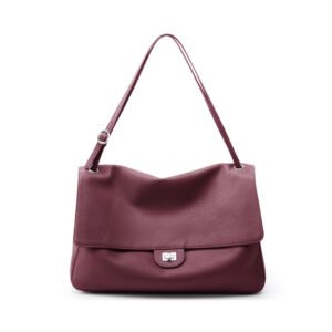 front of Slouchy Pebbled Leather Maxi Flap shoulder bag Burgundy