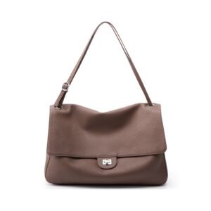 front of Slouchy Pebbled Leather Maxi Flap shoulder bag Taupe